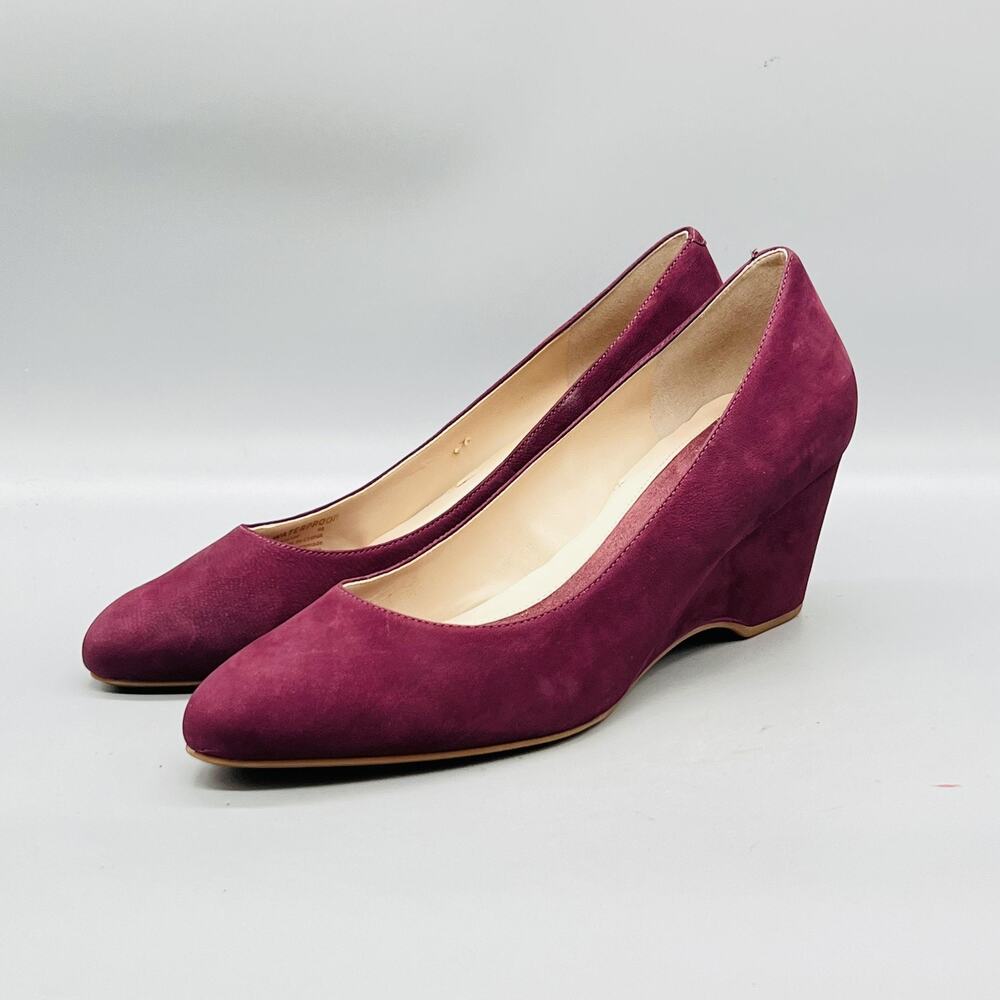 Cole Haan Shoes Womens 9 Purple Suede Waterproof Grand OS Wedge Pumps Round Toe - Picture 3 of 11